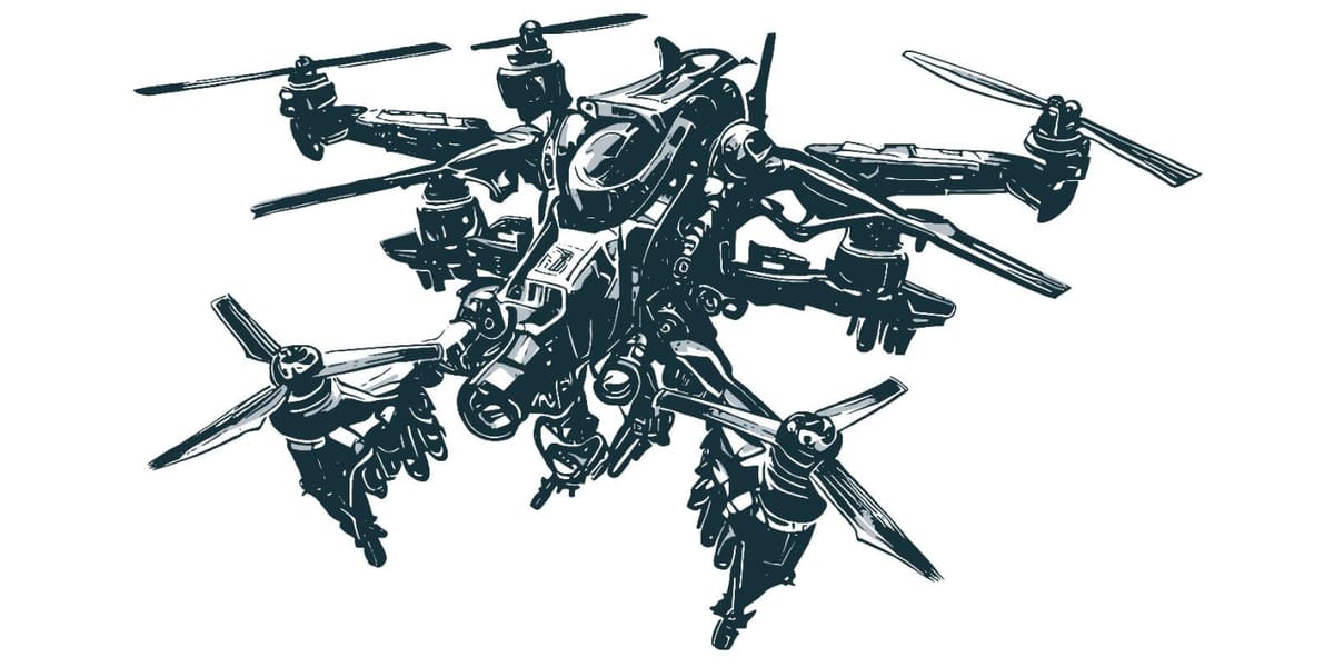 A drone in AI-powered defense technology.